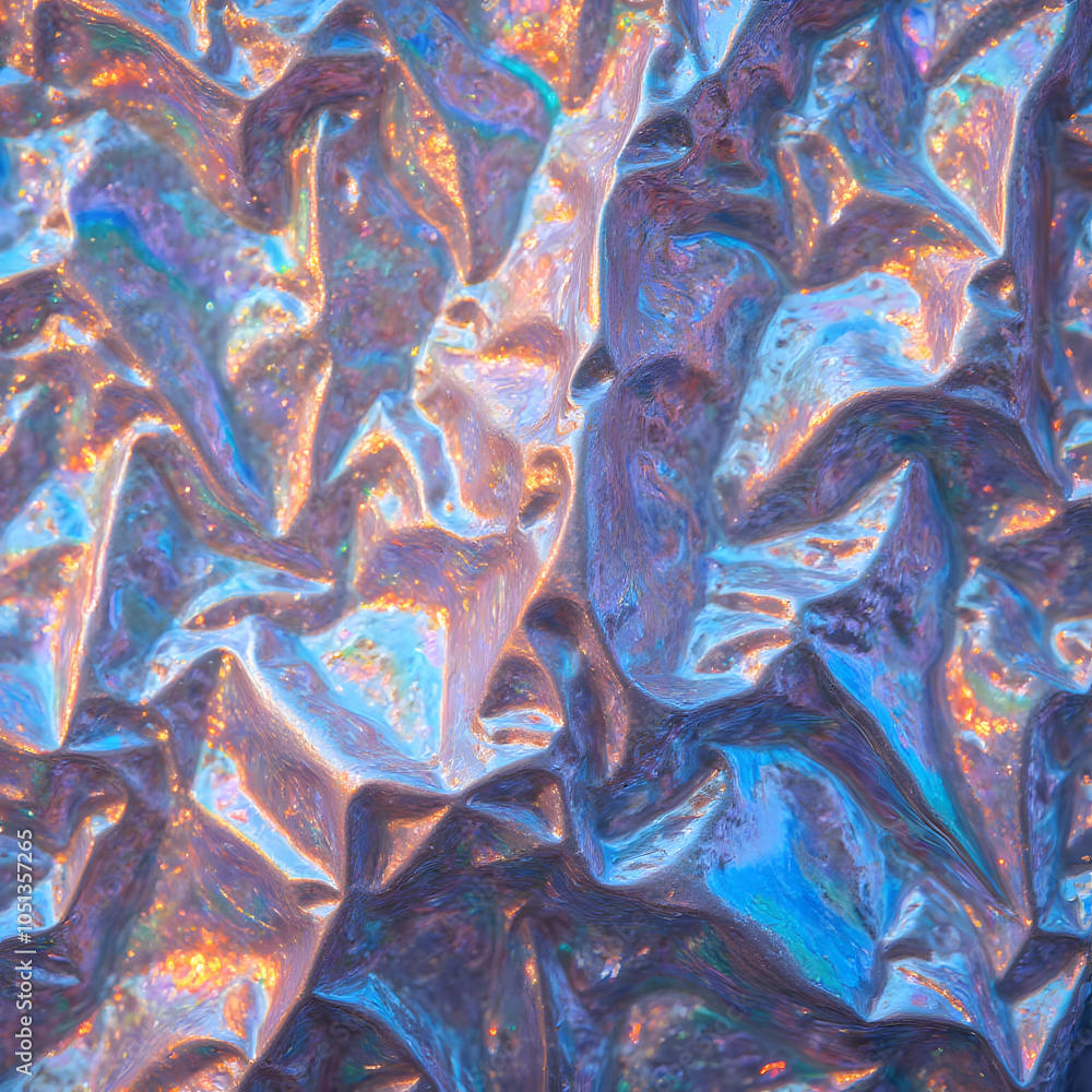 Poster iridescent metallic abstract texture with colorful holographic patterns