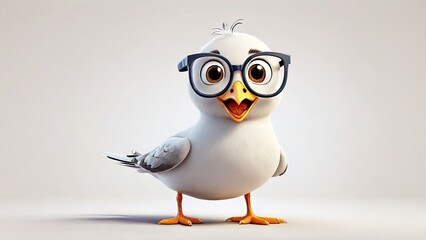 A cartoon style Seagull bird funny isolated on a white background