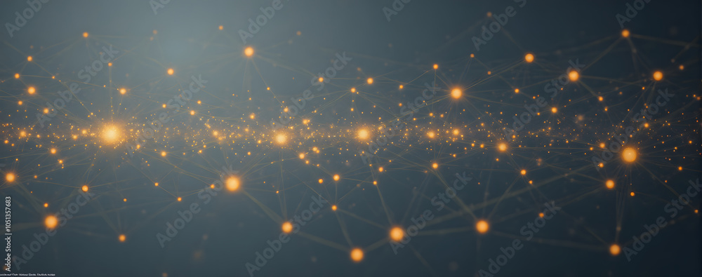 Poster abstract glowing network of connected dots and lines on a dark background