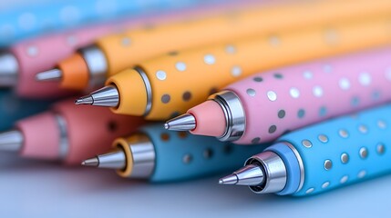 Colorful Pens with Polka Dots for Creative Writing
