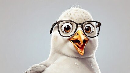 A cartoon style Seagull bird funny isolated on a white background