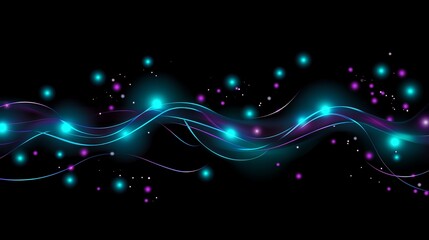 Fototapeta premium A dark, abstract background with glowing blue dots glowing neon light and purple lines, creating a sense of depth and mystery, futuristic technology light scene.