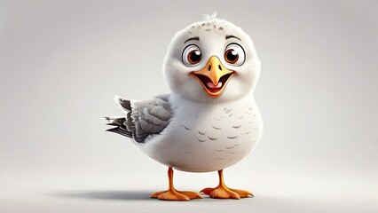 A cartoon style Seagull bird funny isolated on a white background