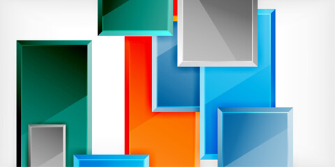 Fototapeta premium Glass toy style square shapes abstract design. Vector Illustration For Wallpaper, Banner, Background, Card, Book Illustration, landing page