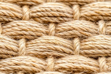 Close-up of woven natural rope texture, highlighting its intricate patterns and earthy tones.