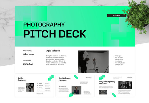 Gradient Green And White PitchDeck Presentation
