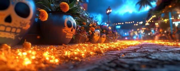 Fototapeta premium Festive skulls and lights