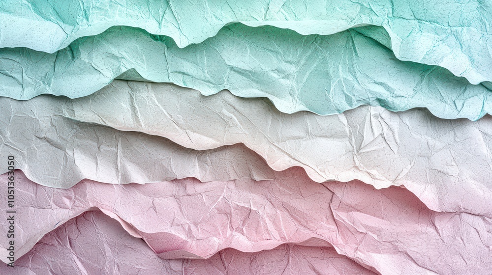 Poster colorful textured paper layers creating an artistic background effect.