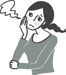 ため息をつく女性。