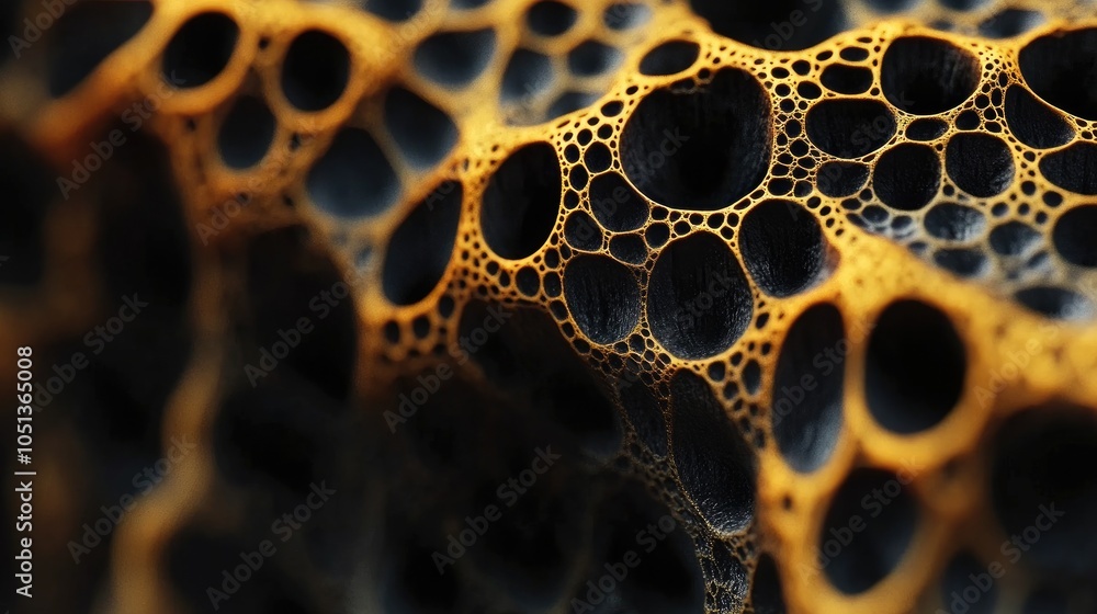 Poster abstract textured background with a honeycomb pattern in yellow and black colors.