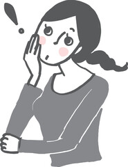 驚く女性。エクスクラメーションマーク。