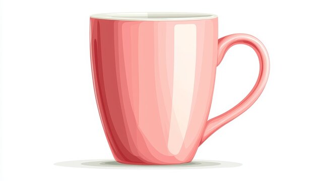 recommend clip art: Pink Ceramic Coffee Mug with White Rim Isolated on White Background