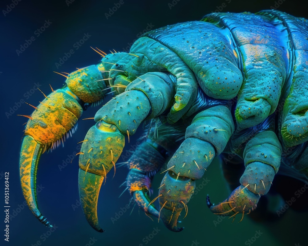 Poster a close-up view of a creature's leg with sharp claws. ai.