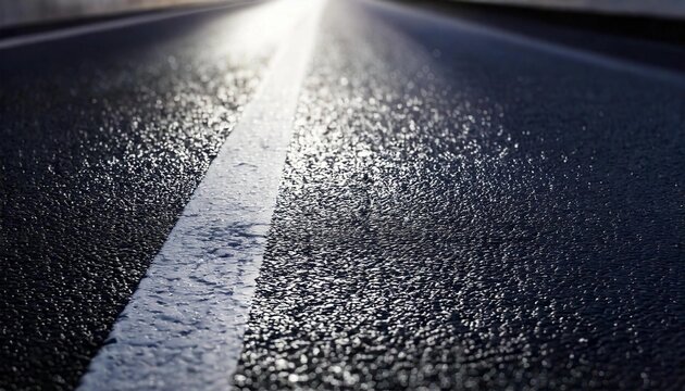 道路 アスファルト 白線 光 反射 テクスチャー 雨 路面 静寂 無人 旅 パースペクティブ 夜道 シャープ 滑らか シンプル ナイトシーン 奥行き 反射光 透明感