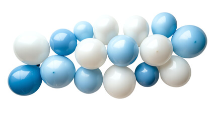 Colorful balloons in shades of blue and white create festive and cheerful atmosphere, perfect for celebrations and events. Their glossy finish adds playful touch to any occasion