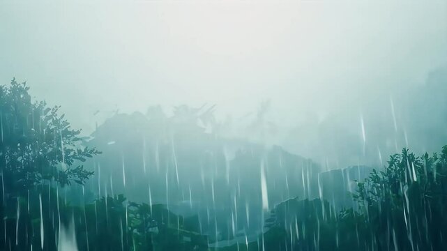 calming morning ambience showcased seamless looping video capturing gentle sounds visuals rainfall relaxing atmosphere beautifully rendered 4K animation evening texture autumn car town