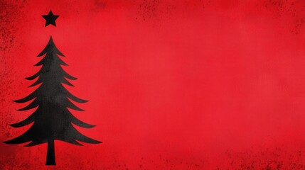 Red and black holidaythemed grunge texture with abstract tree and star shapes, rustic Christmas vibes