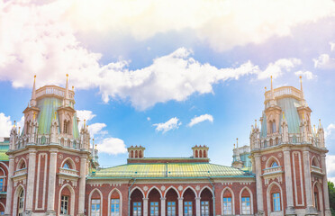Palace in the style of neo-Gothic and classicism. Towers of the old palace of Catherine the Great in Moscow.