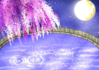 Wisteria tree with moonlight 