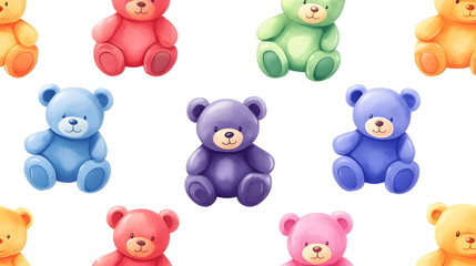 Teddy bear seamless pattern with cute hearts and playful designs, perfect for baby cards and Valentine's Day decorations