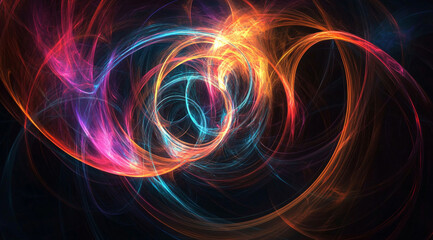 Obraz premium Neon design elements light glow and flash technology abstract background. Fractal lights moving fast. Speed concept. High quality photo 