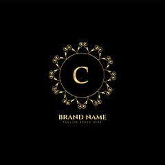 creative letter logo design with golden color