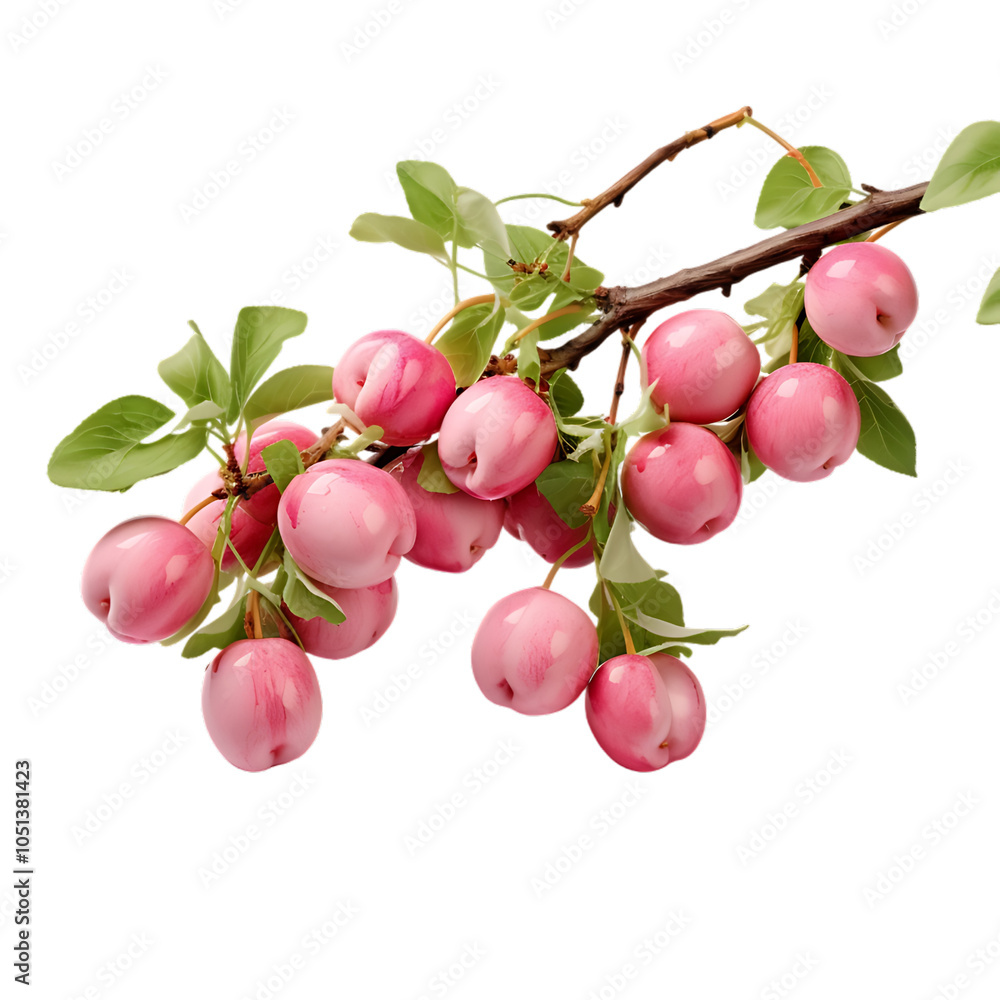 Poster a stunning png cutout showcasing vibrant hog plums suspended from a branch, ideal for adding a tropi