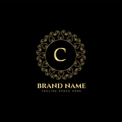 creative letter logo design with golden color