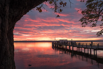 Sonnenuntergang in Herrsching am Ammersee