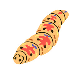 Caterpillar crawling. Cute fat butterfly larva with segmented body, colorful spots. Small exotic insect. Larval animal, summer garden caterpiller. Flat vector illustration isolated on white background