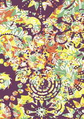 colorful fabric pattern and floral motifs 