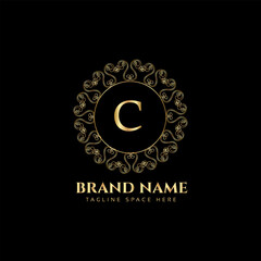 creative letter logo design with golden color