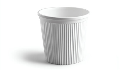 round white plastic waste bin featuring decorative ribbed design, perfect for modern spaces. Its sleek look adds touch of elegance while being functional