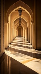 Fototapeta premium A photo of the interior corridor of a mosque