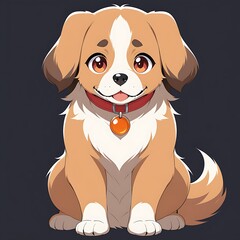 Adorable cartoon dog with vector illustration