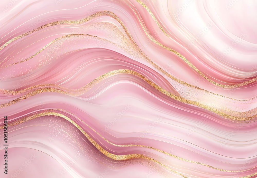 Aufkleber elegant pink and gold abstract pattern with flowing lines and shimmering accents, creating a luxurio