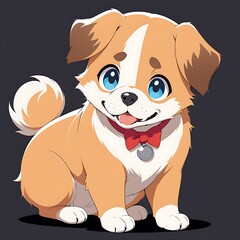 Fototapeta premium Adorable cartoon dog with vector illustration