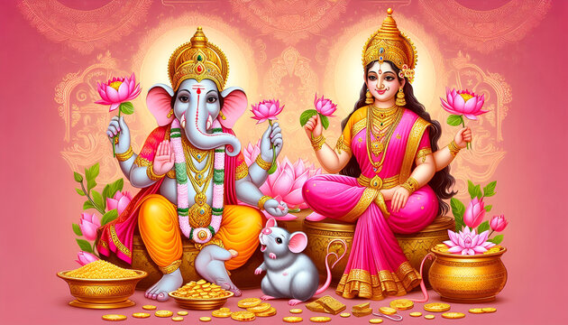lord ganesh and goddess laxmi mata 