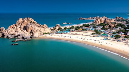 Obraz premium Tropical Beach with Rock Formations and Blue Water in India