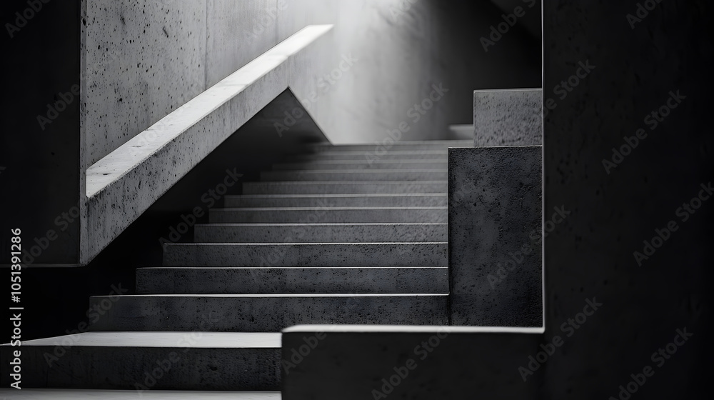 Aufkleber a monochrome image of concrete steps flanked by handrails on both sides