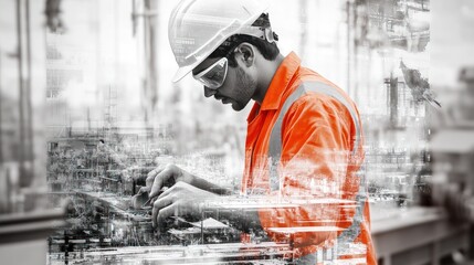 Operator in control gear overseeing process systems