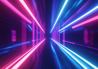 Long exposure photograph of neon multi colour in an abstract swirl pattern against a black background. Light painting photography.