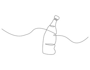 Obraz premium Continuous one line drawing of used plastic bottle. One line drawing illustration of crumpled plastic bottles. Pollution, trash, recycle concept single line. Editable outline