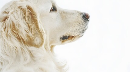 11. Close-up of golden retriever fur against a bright white canvas, highlighting the texture