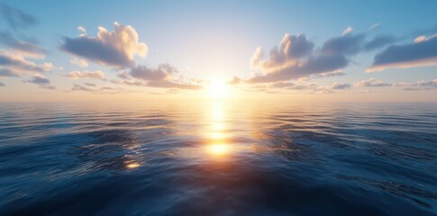 Obraz premium Sunshine Gleams Over the Horizon, Casting Golden Rays in the Early Morning Light