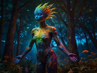 Obraz premium Mystical Forest Nymph in an Enchanted Garden