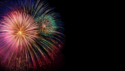 Banner with fireworks background black