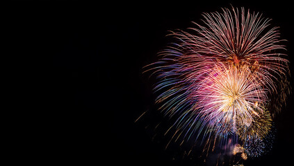 Banner with fireworks background black