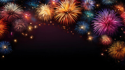 Banner with fireworks background black