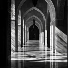 Fototapeta premium An arched corridor in the Grand Mosque